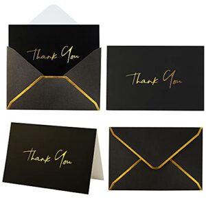 heavy duty thank you cards with envelopes - 36 pk - gold thank you notes 4x6 inches baby shower thank you cards wedding thank you cards small business graduation funeral bridal shower (night black)