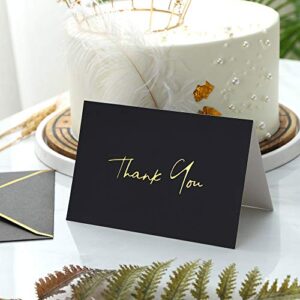 Heavy Duty Thank You Cards with Envelopes - 36 PK - Gold Thank You Notes 4x6 Inches Baby Shower Thank You Cards Wedding Thank You Cards Small Business Graduation Funeral Bridal Shower (Night Black)