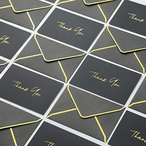 Heavy Duty Thank You Cards with Envelopes - 36 PK - Gold Thank You Notes 4x6 Inches Baby Shower Thank You Cards Wedding Thank You Cards Small Business Graduation Funeral Bridal Shower (Night Black)