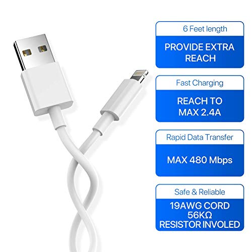 iPhone Charger AUNC 3PACK 6Feet Long Lightning to USB Charging Cable Fast Connector Data Sync Transfer Cord Compatible with iPhone 11 / Xs Max/X/8/7/Plus/6S/6/SE/5S iPad…