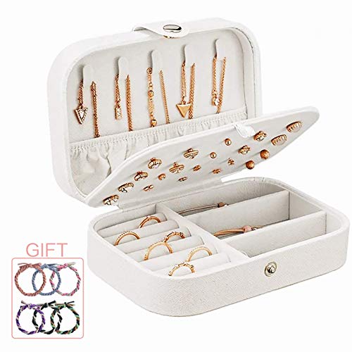 DREAM&GLAMOUR Travel Jewelry Case,Double Layer Jewelry Travel Box,Travel Jewelry Case Gift for Women,Girls with 6pcs Bracelets Gift（Necklace, Earring, Rings, Sparkle）