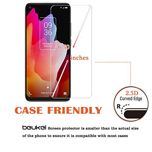 beukei (3 Pack) for TCL 10L and TCL 10 5G UW Screen Protector Tempered Glass,Full Screen Coverage, Anti Scratch, Bubble Free