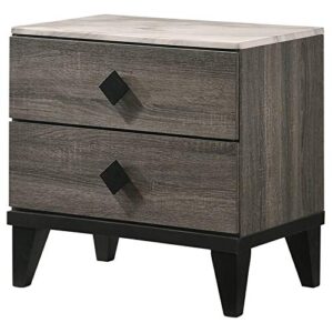 acme furniture avantika nightstand, faux marble & rustic gray oak