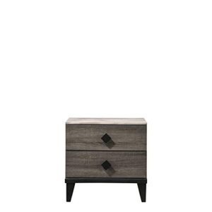 Acme Furniture Avantika Nightstand, Faux Marble & Rustic Gray Oak