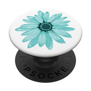 floral cell phone holder pop up phone grip white teal flower popsockets swappable popgrip