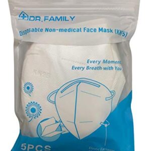 Dr. Family KN95 Face Masks, 20 Units, FSA/HSA Eligible, 5-Layer Disposable Mask, Adjustable Nose Wire, Perfect for Indoors & Travel - Ship from USA