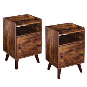 hoobro end tables set of 2, 3-tier side table with switchable door, side table for small spaces, stable wooden legs, wood look accent table, easy assembly, rustic brown bf51bzp201