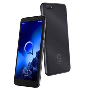 alcatel 1v (2020) 5001j factory unlocked smartphone dual sim 16 gb + 2 gb, 13mp 4g lte gsm fingerprint octa-core android pie t-mobile at&t mint simple mobile global (black)