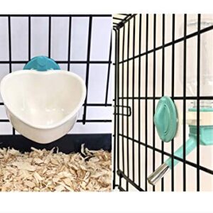 Choco Nose Patented No-Drip Water Bottle/Feeder and Detachable Food Dish Set for Puppies/Toy Breed Dogs/Rabbits/Cats/Chinchillas and Other Small Pets and Animals 300ML. Nozzle 13mm, Aqua(C528 C607)