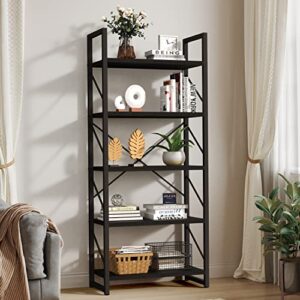 yitahome 5 tiers bookshelf, artsy modern bookcase, book rack, storage rack shelves books holder organizer for books/movies in living room/home/office - black