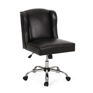 christopher knight home teresa contemporary wingback swivel office chair, midnight black
