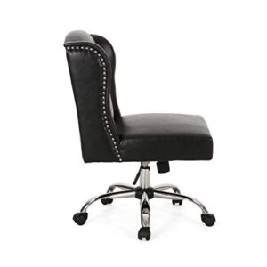 Christopher Knight Home Teresa Contemporary Wingback Swivel Office Chair, Midnight Black