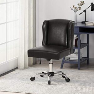 Christopher Knight Home Teresa Contemporary Wingback Swivel Office Chair, Midnight Black