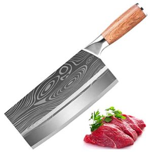 meat cleaver 8-inch chef knife professional butcher knife stainless steel vegetable cleaver knife with anti-slip wooden handle