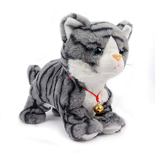 Smalody Interactive Plush Toys, Novelty Sound Control Electronic Cat Electronic Pets Robot Cat Gift for Children (Gray)
