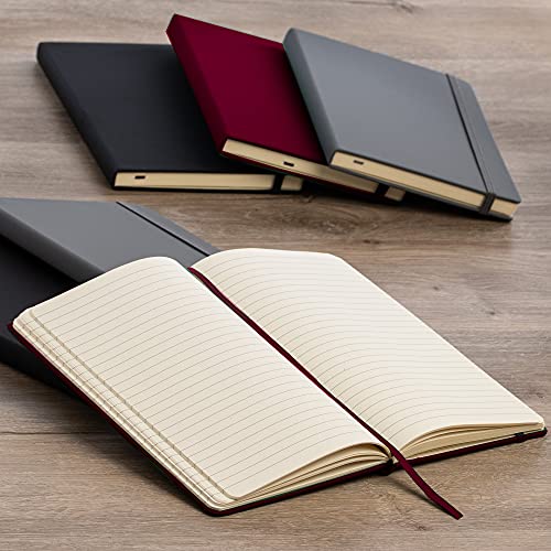 Simply Genius A5 Notebooks for Work, Travel, Business, School & More - College Ruled Notebook - Hardcover Journals for Women & Men - Lined Books with 192 pages, 5.7" x 8.4"(Wine, 4 Pack)