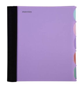 mintra office durable premium spiral notebook, ((lavender, 5 subject (8.5in x 11in)) - fabric covered coils, no snags, college ruled, adjustable pocketdividers, ruler, organization, student, school