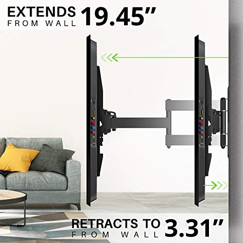 USX MOUNT Full Motion TV Wall Mount for Most 26-55in TV, Pre-Assembled Wall TV Bracket with Swivel Tilt Extension Height Setting, TV Centering & Corner Design, Up to VESA 400x400mm, Load 80 lbs