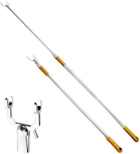extended long reach stick pole with hook 63" telescopic garment reaching stick adjustable reaching pole for ceiling, garment blind window