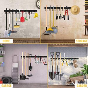 64 Inch Garage Hooks Tool Organizer Wall Mounted, Adjustable Storage System Wall Organizer for Garden Tools, Heavy Duty Tool Hanger for Rake, Mop,Broom and Yard Tools