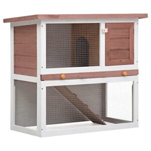 vidaXL Outdoor Rabbit Hutch 1 Door Weather Resistant Heavy Duty Animal Cage Bunny Living Small Animal Shelter Brown Wood