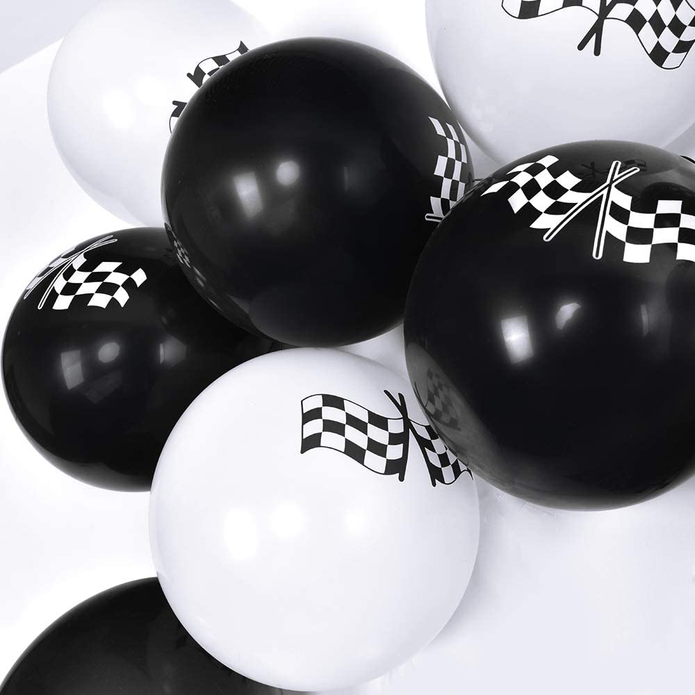 WERNNSAI Two Fast 2nd Birthday Party Supplies - Racing Car Theme Party Decorations for Boy Race Fans Including Happy Birthday Banner, ‘Two Fast’ Black Silver Mylar Foil Balloon, Latex Confetti Balloon