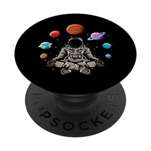 astronaut doing yoga in the universe space galaxy yoga popsockets swappable popgrip