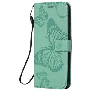 Asdsinfor Compatible with Redmi Note 9 Case Wallet Case Credit Cards Slot with Stand for PU Leather Shockproof Flip Magnetic Compatible with Xiaomi Redmi Note 9/Redmi 10X 4G Big Butterfly Green KT