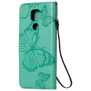 Asdsinfor Compatible with Redmi Note 9 Case Wallet Case Credit Cards Slot with Stand for PU Leather Shockproof Flip Magnetic Compatible with Xiaomi Redmi Note 9/Redmi 10X 4G Big Butterfly Green KT