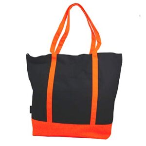ezprogear canvas cotton tote bag 20 inch w x 17 inch h x 6 inch d (1x black/dark-orange)