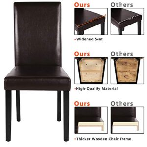 Yaheetech 4pcs Dining Chairs High Back Padded Kitchen Chairs with PU Cushion and Wood Legs for Home and Restaurant, Brown