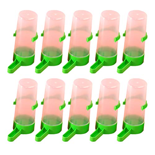 POPETPOP 10PCS Bird Water Dispenser for Cage - Pet Birds Feeder Drinker Waterer Clip with Automatic Drinking Water Sprinkler Proof Bird Cup for Parrots Budgie Cockatiel Lovebirds