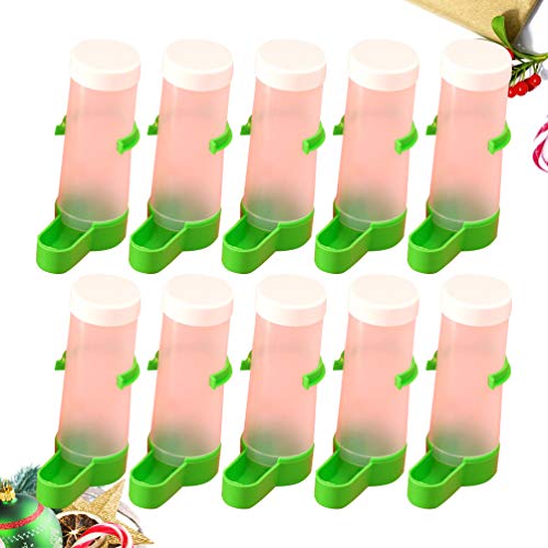 POPETPOP 10PCS Bird Water Dispenser for Cage - Pet Birds Feeder Drinker Waterer Clip with Automatic Drinking Water Sprinkler Proof Bird Cup for Parrots Budgie Cockatiel Lovebirds