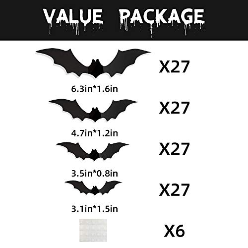 Joy Bang Halloween Bats for Wall Halloween 3D Bats Decoration Plastic Halloween Bats Stickers Halloween Decorative Bats for Home Wall Window Decorations