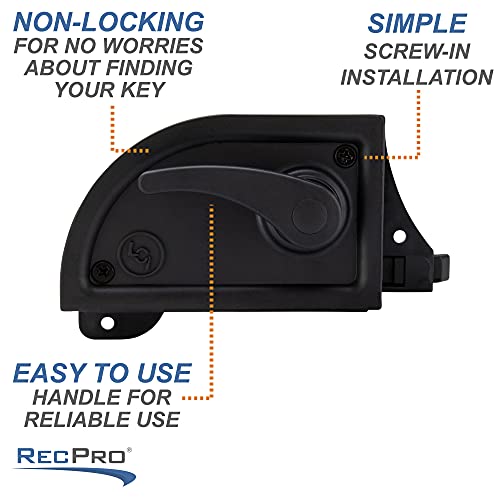 RecPro RV Screen Door Latch | RV Exterior Door Accessories | Black | Camper Screen Door Latch