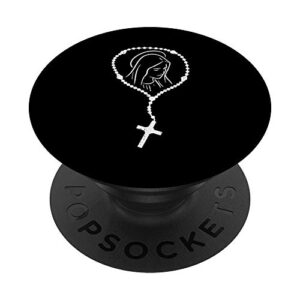 rosary virgin mary god jesus faith religious catholic gift popsockets popgrip: swappable grip for phones & tablets