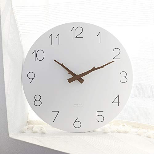 mooas Flatwood Twig Wall Clock, 12" Wood Wall Clock Non-Ticking Silent Decorative Wall Clock Battery Operated Wall Clock Indoor Clock Clock for Home Living Room Kitchen Bedroom Office School Hotel