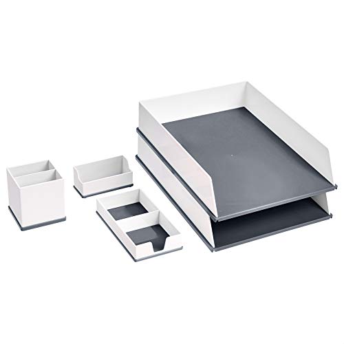 Amazon Basics Desk Organization Set - Grey and White