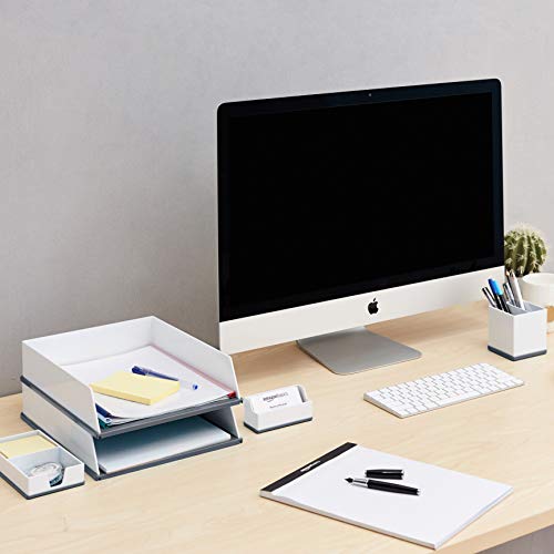 Amazon Basics Desk Organization Set - Grey and White