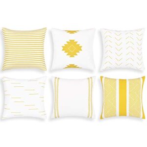 yastouay decorative pillow covers set of 6 modern pillow covers geometric pillow covers simple strings pillow cases home decor cushion covers for couch sofa bedroom car (yellow, 18 x 18 inch)