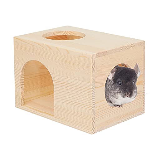 C-LIGHT Pet Chinchilla Hut Hideout Natural Wooden Small Animal Hideout for Chinchilla Squirrel Sugar Gliders (B)