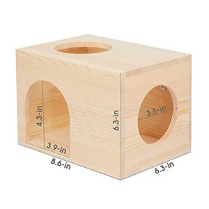 C-LIGHT Pet Chinchilla Hut Hideout Natural Wooden Small Animal Hideout for Chinchilla Squirrel Sugar Gliders (B)