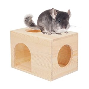 C-LIGHT Pet Chinchilla Hut Hideout Natural Wooden Small Animal Hideout for Chinchilla Squirrel Sugar Gliders (B)