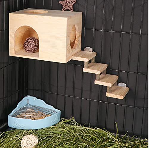 C-LIGHT Pet Chinchilla Hut Hideout Natural Wooden Small Animal Hideout for Chinchilla Squirrel Sugar Gliders (B)