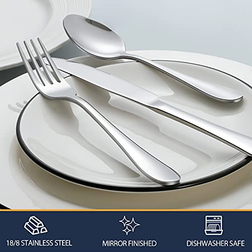 Hiware 16-Piece Dinner Forks Set, Stainless Steel Forks for Home, Kitchen and Restaurant, Mirror Polished, Dishwasher Safe - 8 Inch