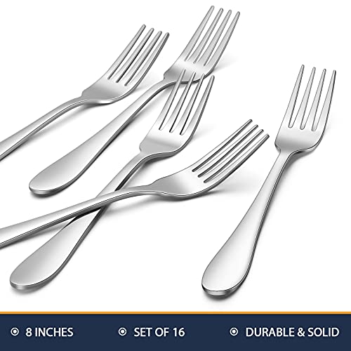 Hiware 16-Piece Dinner Forks Set, Stainless Steel Forks for Home, Kitchen and Restaurant, Mirror Polished, Dishwasher Safe - 8 Inch