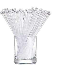 ball head stirrer disposible plastic round top crystal swizzle sticks ，crystal cake pops, cocktail coffee drink stirrers 100 pieces (clear)