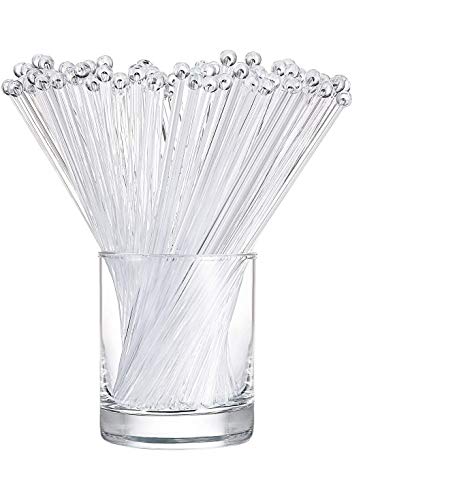 Ball Head Stirrer Disposible Plastic Round Top Crystal Swizzle Sticks ，Crystal Cake Pops, Cocktail Coffee Drink Stirrers 100 Pieces (Clear)