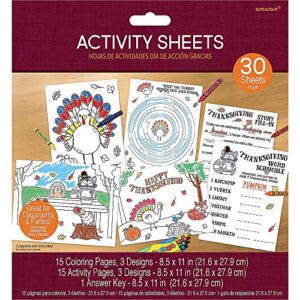thanksgiving activity sheets | 8 1/2" x 11" | 1 set