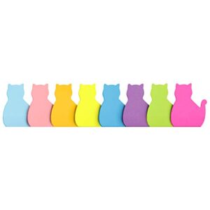 Cat Shape Sticky Notes 8 Color Bright Colorful Sticky Pad 75 Sheets/Pad Self-Sticky Note Pads (8 Pads)